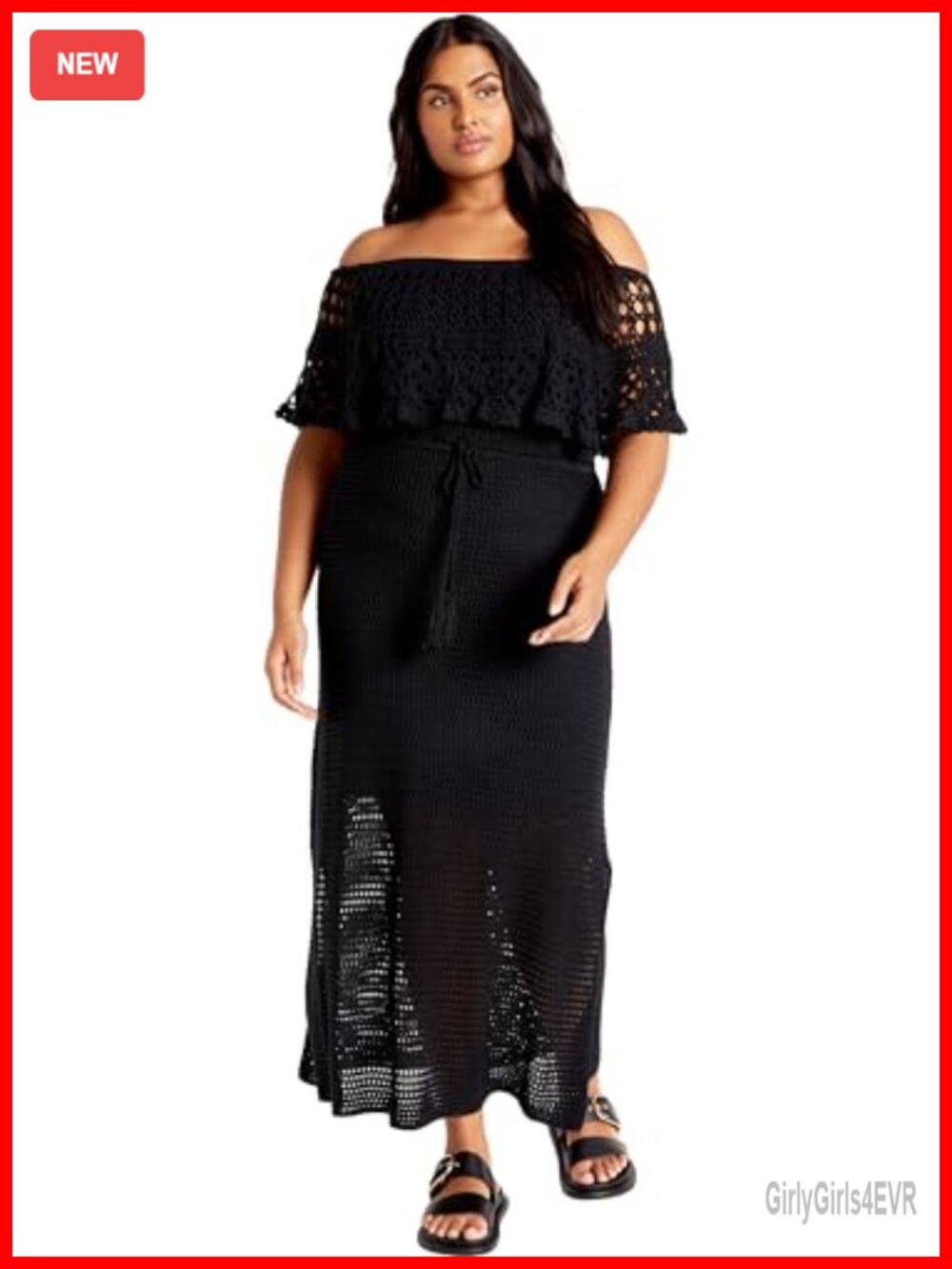 Plus Size Crochet Midi Dress Semi Formal Wedding Guest